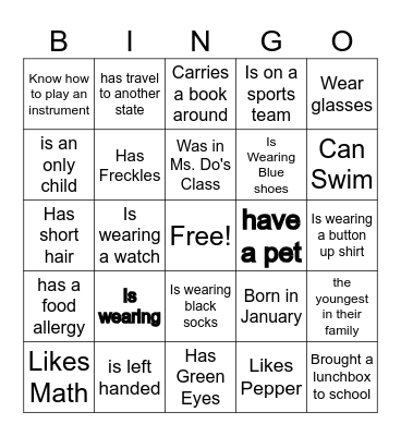 2nd Grade Icebreaker Bingo Card