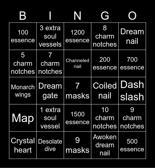 Hollow Knight Bingo Card