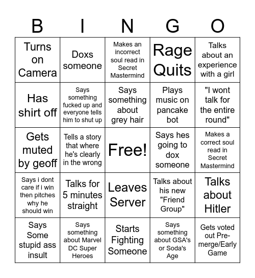 Kashing Bingo Card