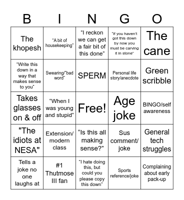 Matt Horne Bingo Card