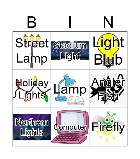 Natural vs. Artificial Bingo Card