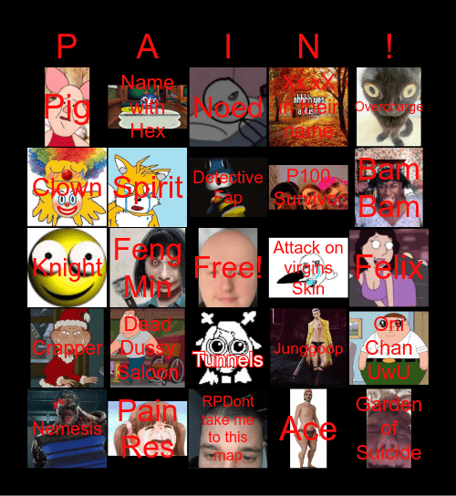 Dead by nofun V2 Bingo Card