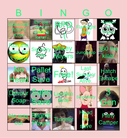 4Man dbd bingo Card