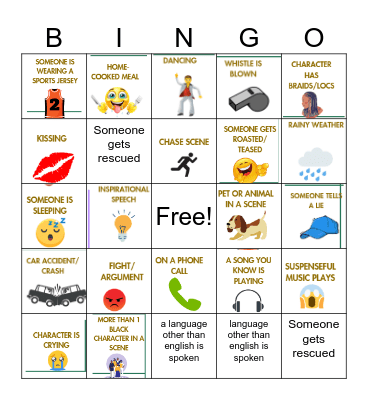 Movies With Melanin Bingo Card
