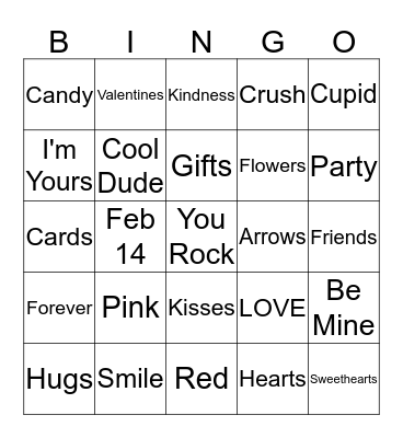 Valetine Bingo Card