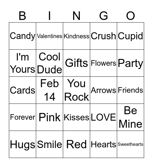 Valetine Bingo Card