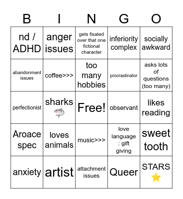 Me kin Bingo Card
