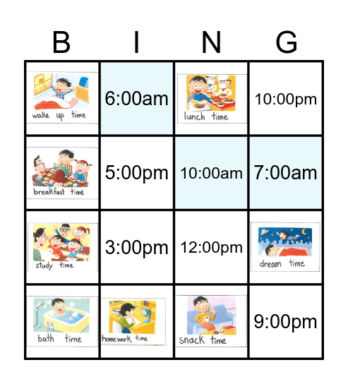 What time is it? Bingo Card