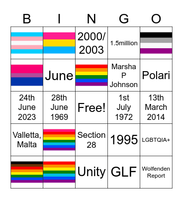 Pride Bingo Card