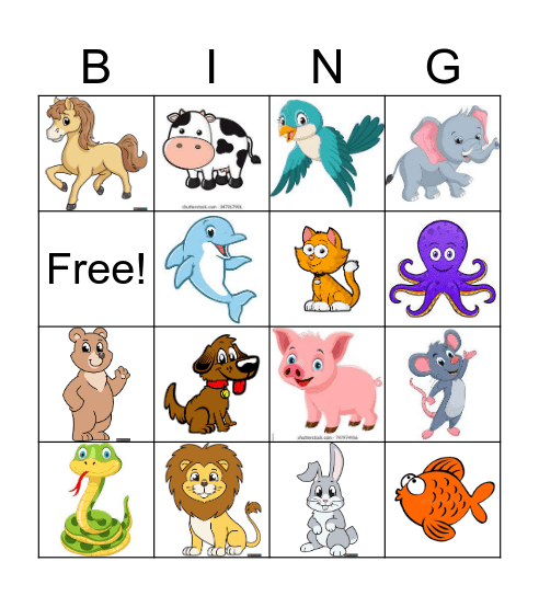 ASL Animal Bingo Card