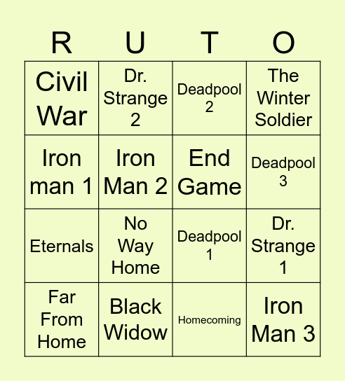 B I N G O Bingo Card