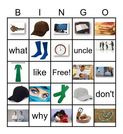 Review Unit1-2 Vocabulary Bingo Card