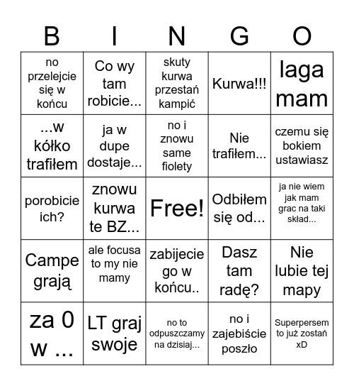 Gackowe Twierdzowe Bingo Card