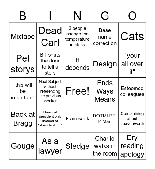 Buzzword Bingo Card