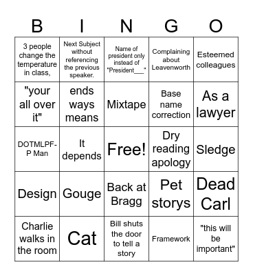 Buzzword Bingo Card