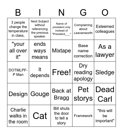 Buzzword Bingo Card