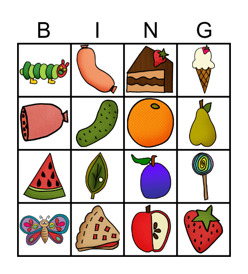 The Very Hungry Caterpillar Bingo Card