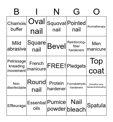Manicure bingo  Bingo Card