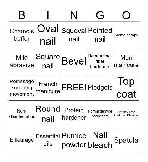 Manicure bingo  Bingo Card