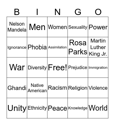 Culture & Diversity Bingo Card