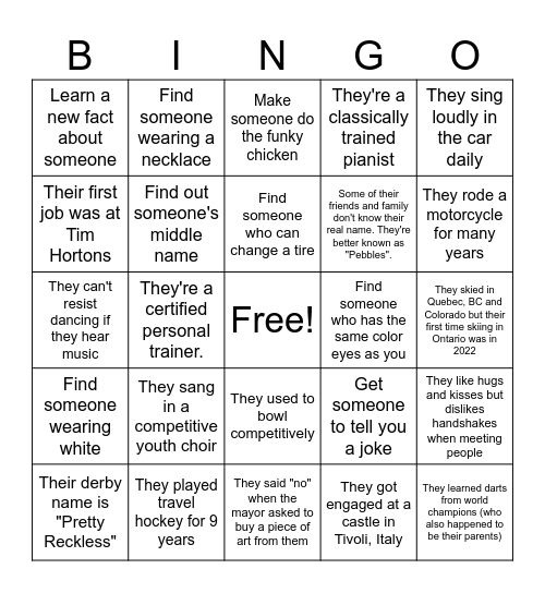 GTA: Fun Facts Bingo Card