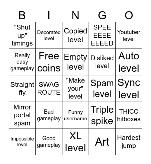 GD Bingo Card