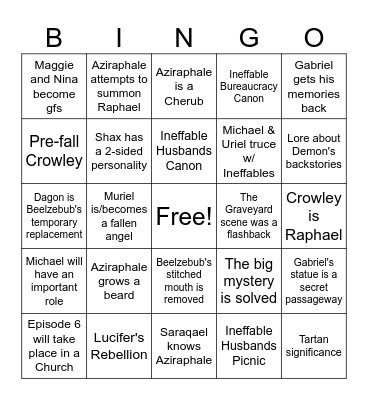 Good Omens Season 2!! Bingo Card