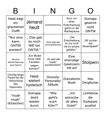 GNTM Bingo 2023 Bingo Card
