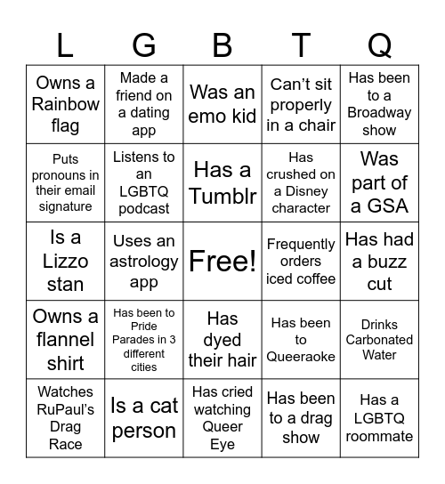Pride Welcome Bingo! Bingo Card