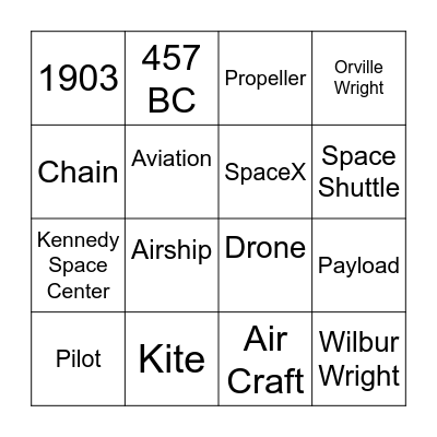 Aviation Bingo Card