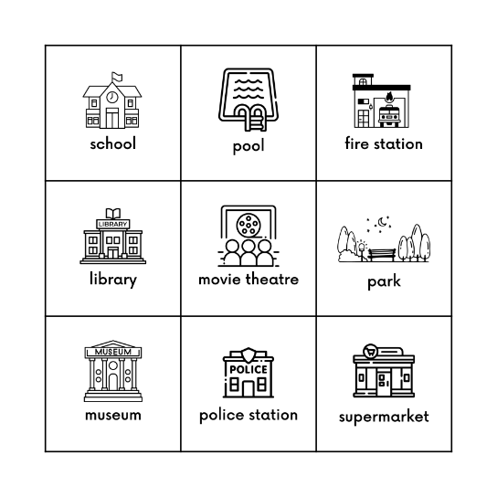 Places in town Bingo Card