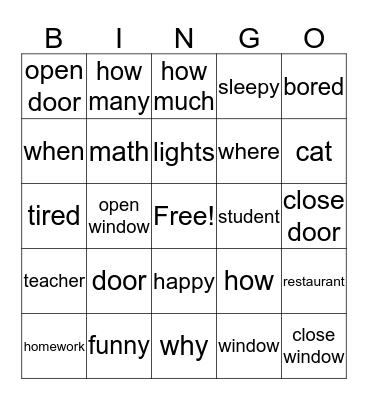 ASL1 Bingo Card