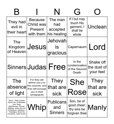 Bible Bingo Card