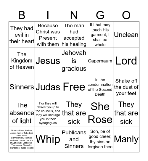 Bible Bingo Card