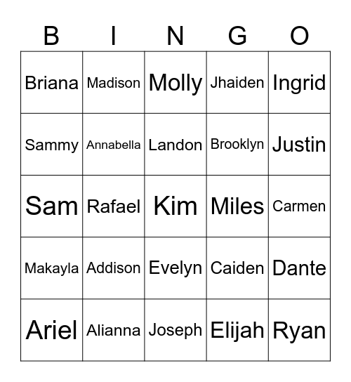 4th Grade Crew Bingo Card