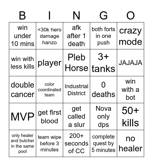 Aram Bingo Card