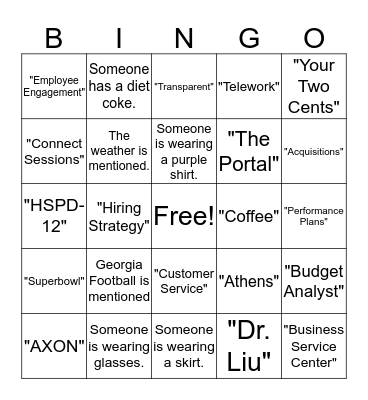 AFMC Bingo Card