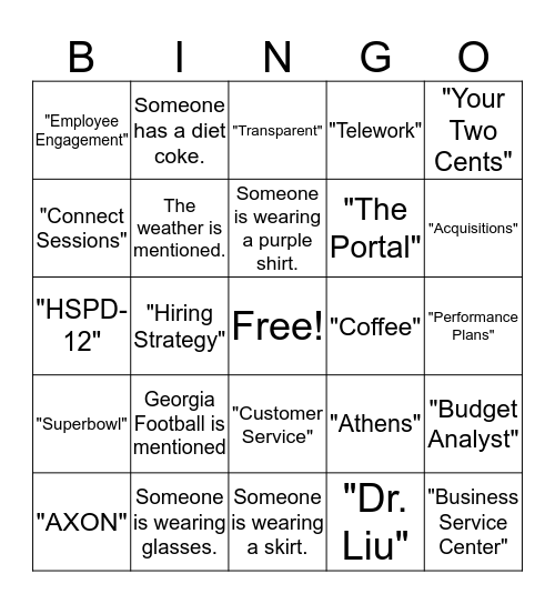 AFMC Bingo Card