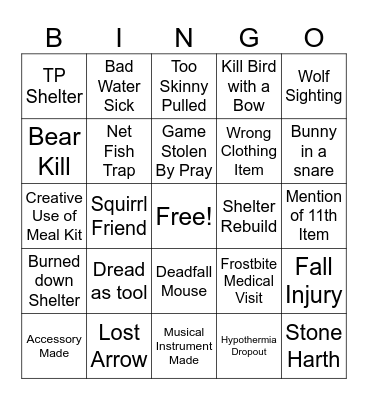 Alone Bingo Card