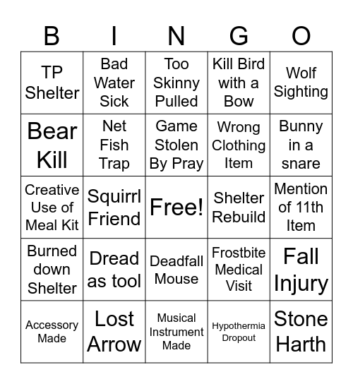 Alone Bingo Card