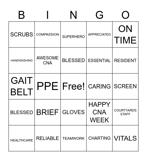 HAPPY CNA WEEK 2023 Bingo Card