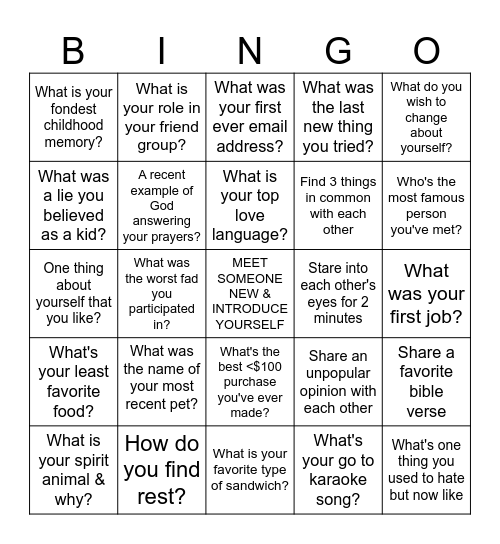 Vine Mingle Bingo! Bingo Card