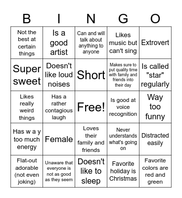 How much do you have in common with Holly? Bingo Card