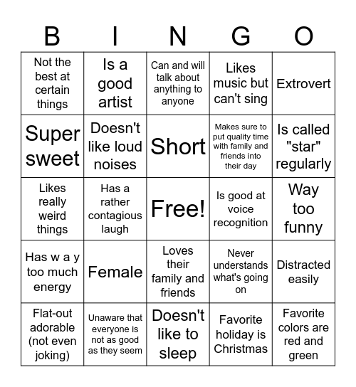 How much do you have in common with Holly? Bingo Card