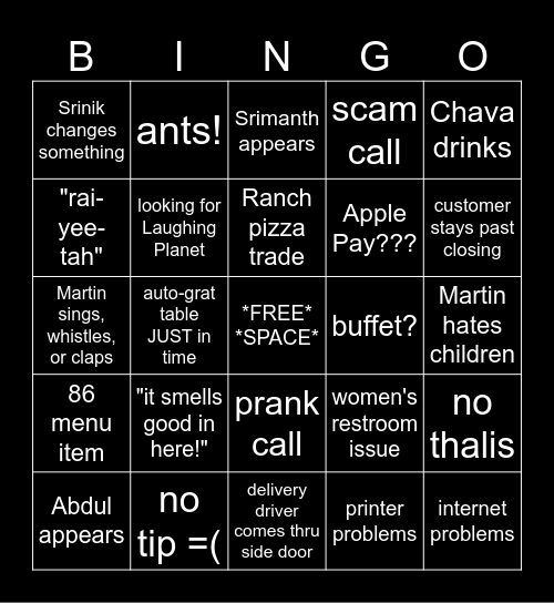 Swagat Bingo Card