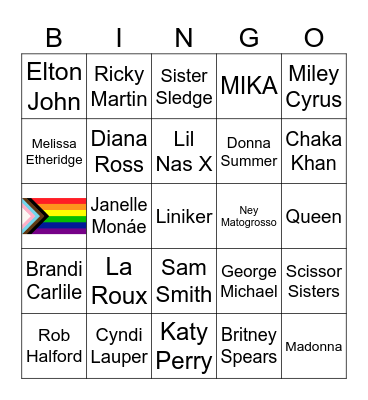 Pride Playlist Bingo Card