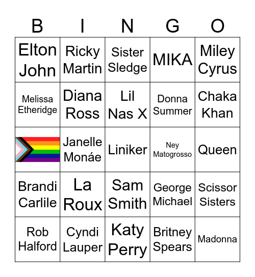 Pride Playlist Bingo Card