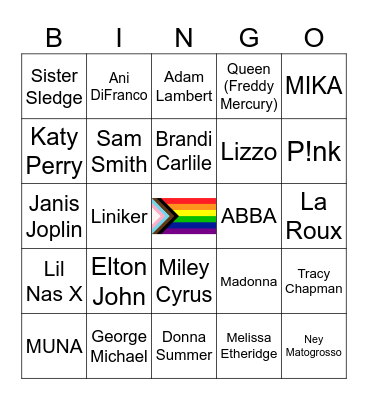 PRIDE PLAYLIST Bingo Card