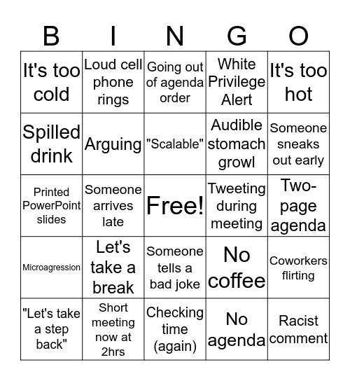 Meeting Bingo Card