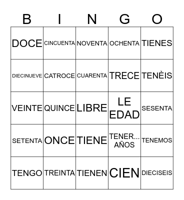 SPANISH STUFF  Bingo Card